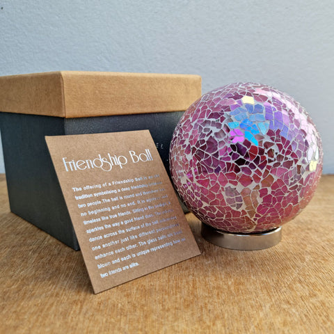 Friendship Ball Mosaic Pastel Lilac Giftboxed with affirmation card + stand.
