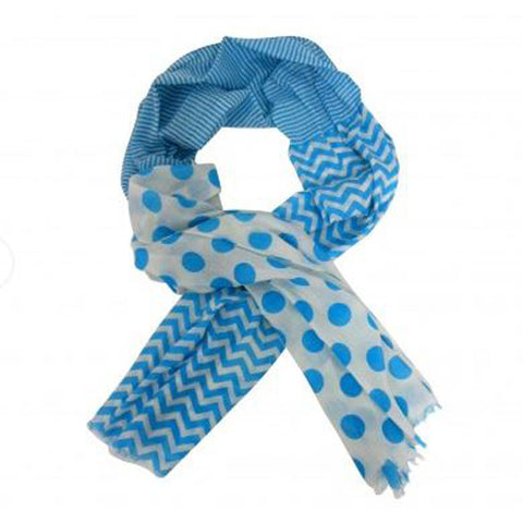 Bright Blue Spots and Stripes Scarf - The Chic Nest