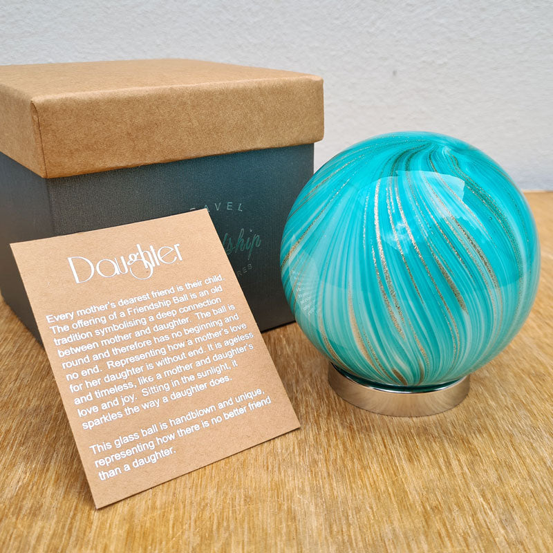 Daughter Friendship Ball Bright Aqua Gold Shimmer