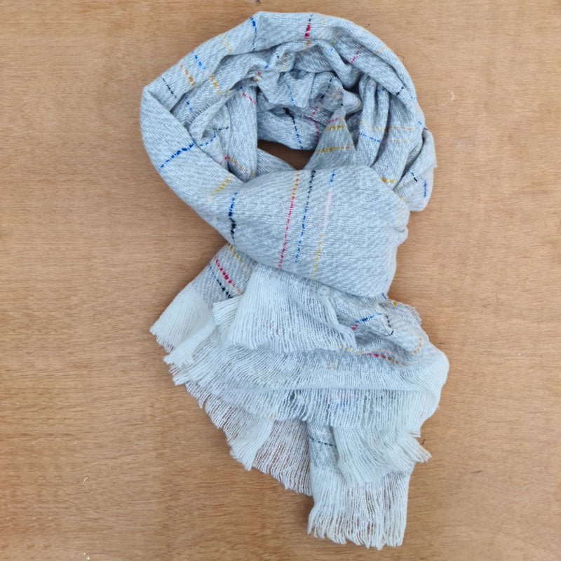 Light Grey Winter Scarf - Multi Stripe