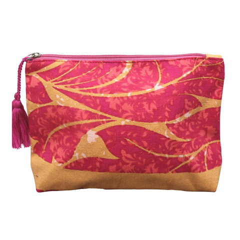 Orange & Dark Pink Floral Pouch/Bag