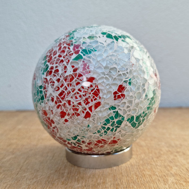 Friendship Ball Red & Green Floral Mosaic