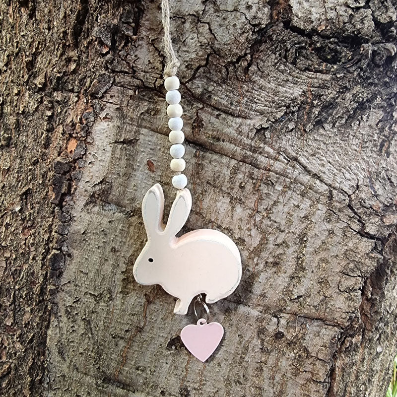 Hanging Rabbit With Heart - Pink