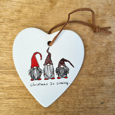 Hanging Heart Gnomes Christmas Ornament