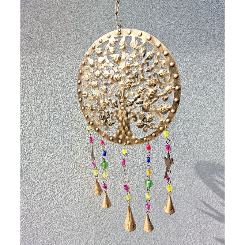 Handcrafted Tree Of Life Hanging Windchime With Birds, Bells & Beads