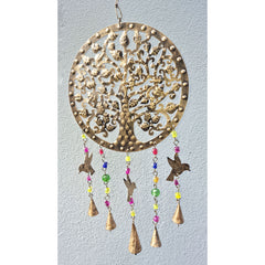 Handcrafted Tree Of Life Hanging Windchime With Birds, Bells & Beads