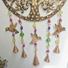 Handcrafted Tree Of Life Hanging Windchime With Birds, Bells & Beads