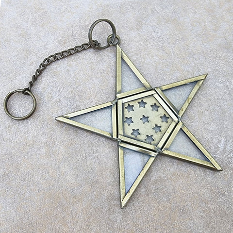 Hanging Star Ornament Glass & Brass - Clear