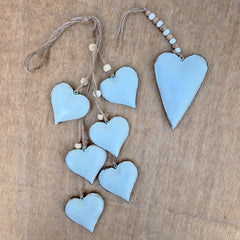 Hanging Metal Heart Trail - Ice Blue