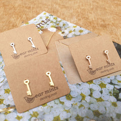 Heart Key Ear Mints Earrings - Silver