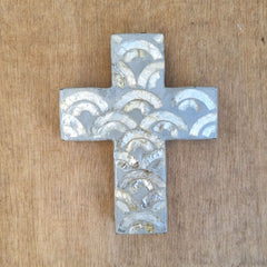 Ivory & Grey Inlay Cross Wall Decor - Small