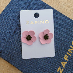 Mini Flower Stud Earrings By Zafino - Pink