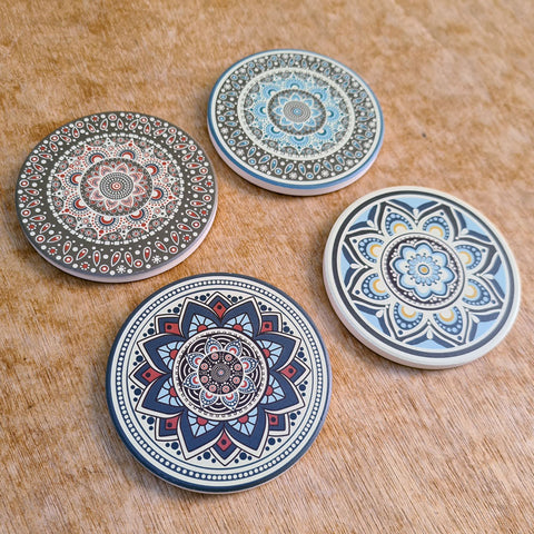 Mandala Set of 4 Coasters - Earth