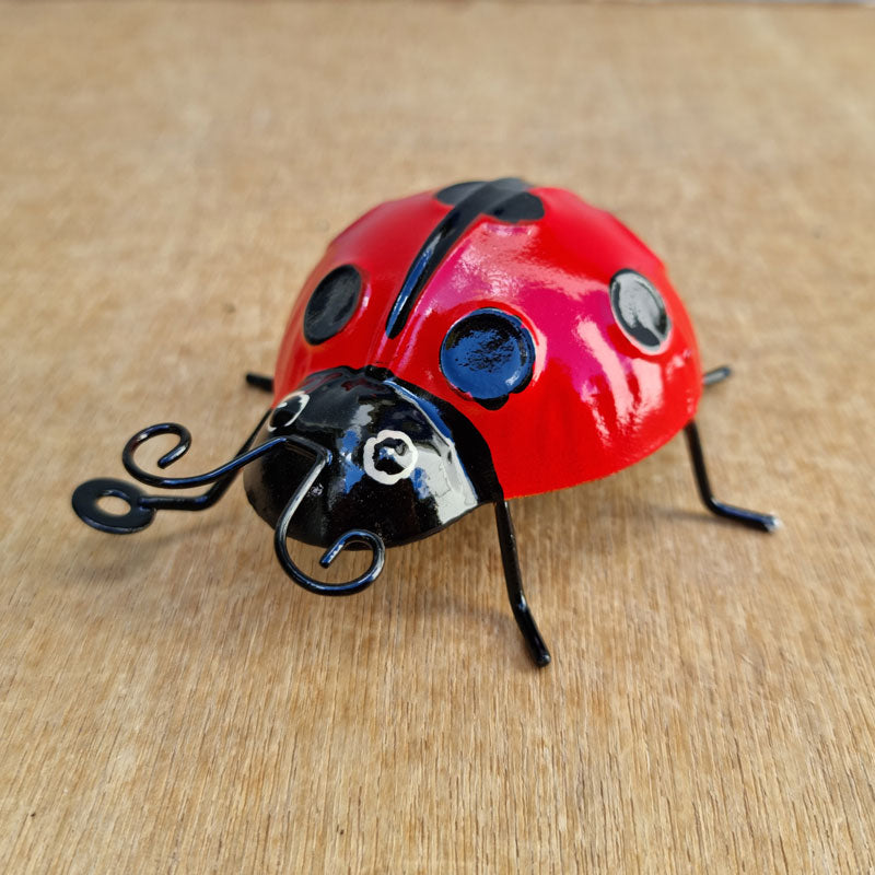 Ladybug Metal Garden Ornament - Red