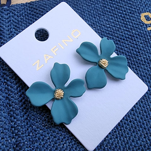 Orchid Stud Earrings By Zafino - Blue