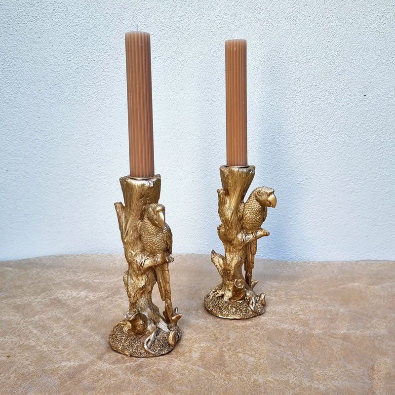 Paulie Parrot Gold Candle Holder