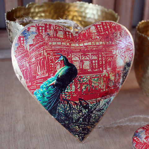 Peacock Heart Ornament - The Chic Nest