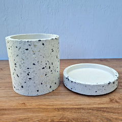 Sia Terrazzo Planter Pot & Saucer - White Small