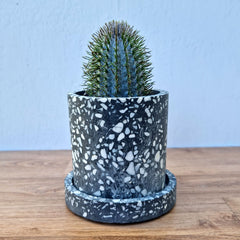 Sia Terrazzo Planter Pot & Saucer - Grey Large
