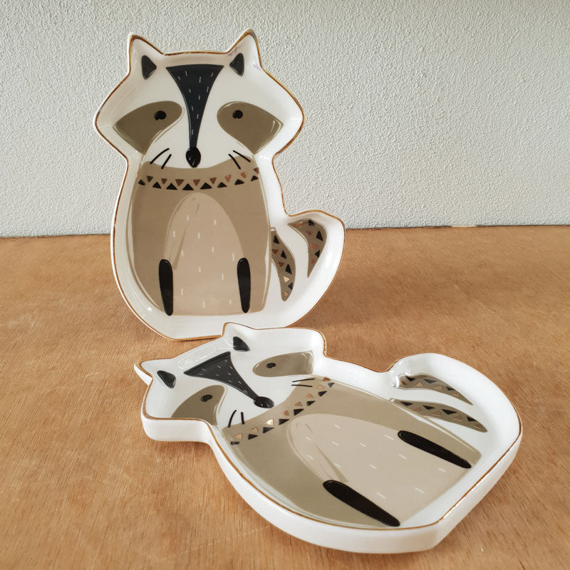 Sitting Racoon Ceramic Trinket Dish - The Chic Nest