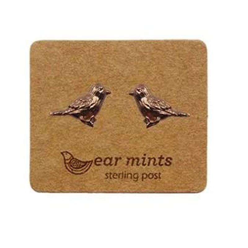 Brushed Metal Tweety Bird Ear Mints Earrings - Rose Gold
