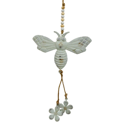 Hanging Metal Bee Ornament - Blue