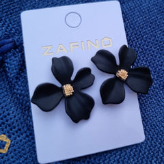 Orchid Stud Earrings By Zafino - Black