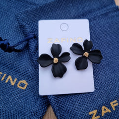 Orchid Stud Earrings By Zafino - Black