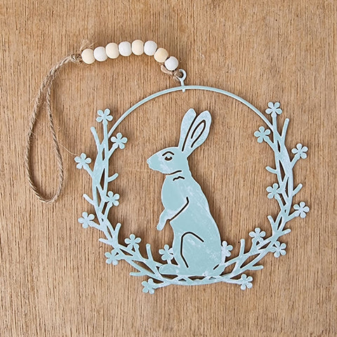Hanging Rabbit Wreath - Blue