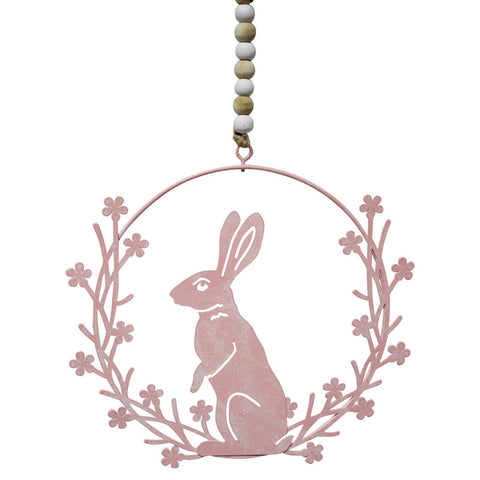 Hanging Rabbit Wreath - Pink