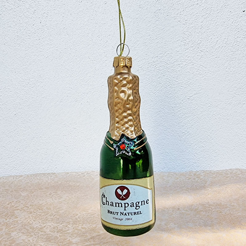 Champagne Bottle Christmas Tree Ornament - Green