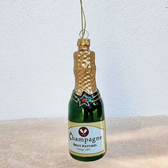 Champagne Bottle Christmas Tree Ornament - Green