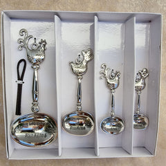 Set of 4 Metal Chicken Measuring Spoons Gift Boxed