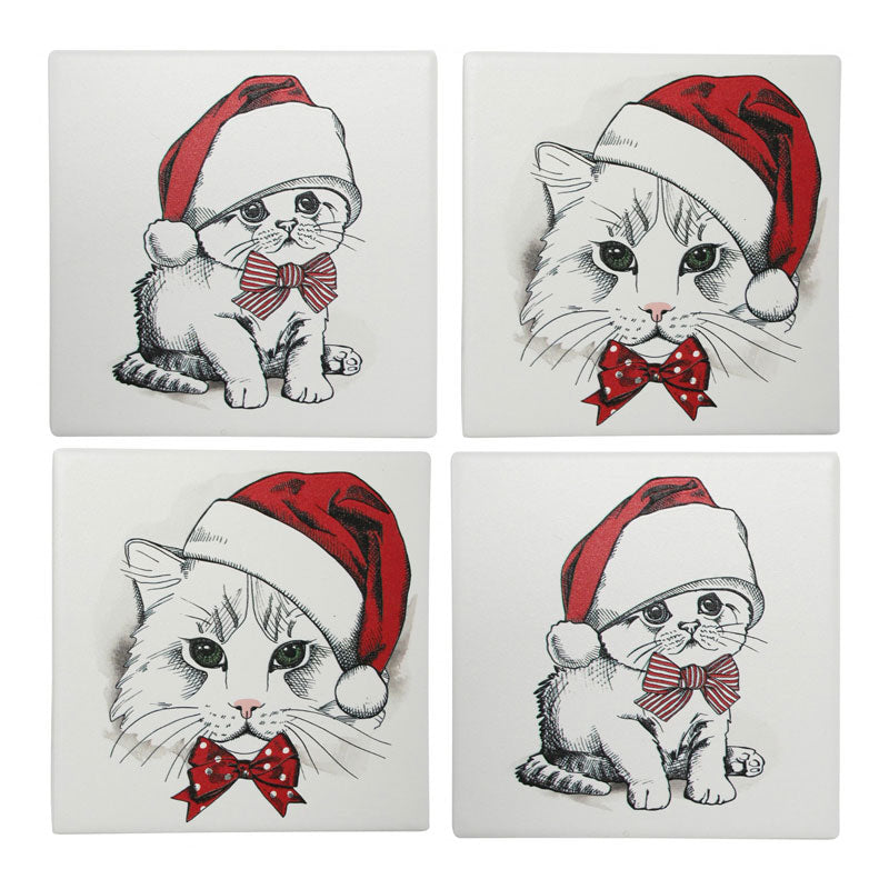 Cat's Christmas Set of 4 Coasters