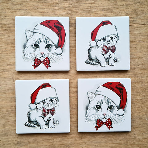 Cat's Christmas Set of 4 Coasters