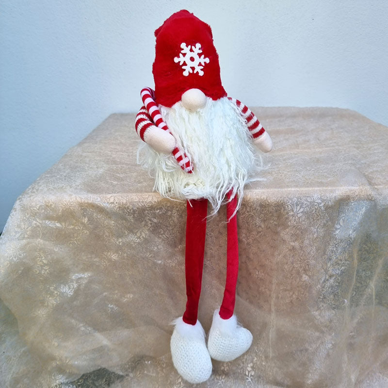 Christmas Gnome With Dangly Legs & Candy Cane 41cm