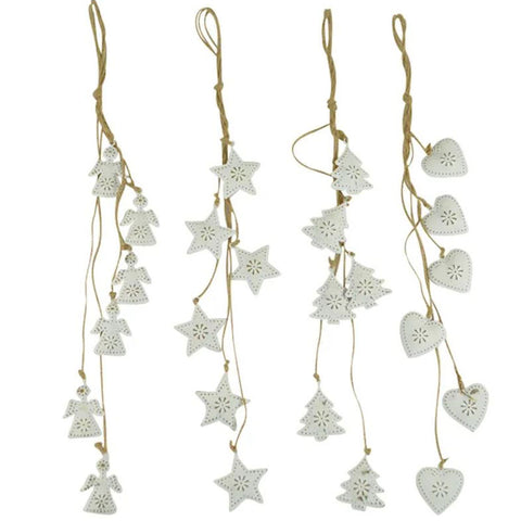 Hanging Metal Christmas 6 Piece Star Trail - White