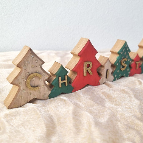 Christmas Tree Decorative Sign - Red Green 40cm