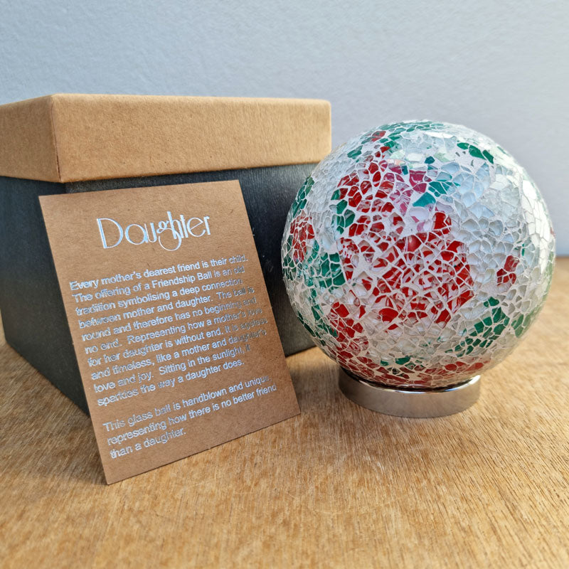 Daughter Friendship Ball Red & Green Floral Mosaic