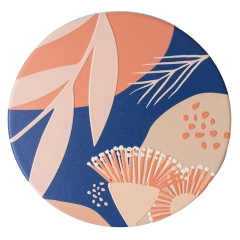 Fleur Ceramic Navy & Peach Coaster