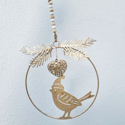 Hanging Bird In Ring - Gold