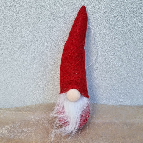 Hanging Gnome Christmas Ornament With Red Hat