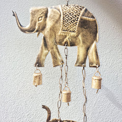 Handcrafted Hanging Lucky Elephant Windchime With Bells