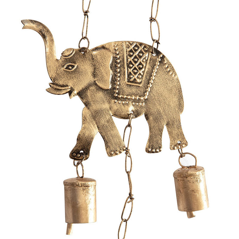 Handcrafted Hanging Lucky Elephant Windchime With Bells
