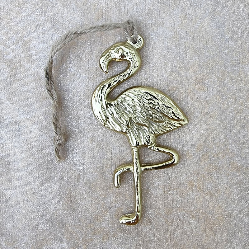 Hanging Gold Flamingo Christmas Ornament