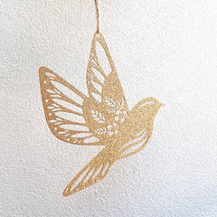 Hanging Bird Glitter Ornament - Gold