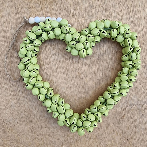 Heart Bells Ornament - Apple Green Large 15cm