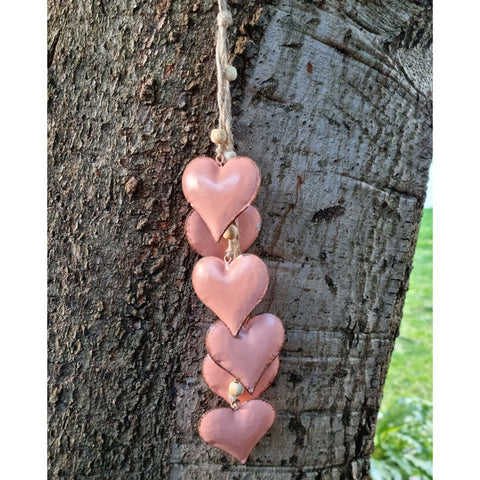 Hanging Metal Heart Trail - Peach