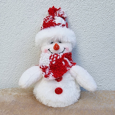 Hanging Fleecy Snowman Christmas Ornament