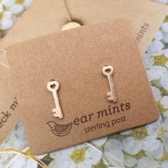 Heart Key Ear Mints Earrings - Rose Gold